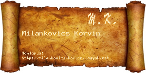 Milankovics Korvin névjegykártya